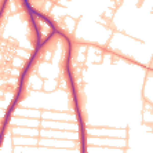 Daytime road noise heatmap for PO3 5BP