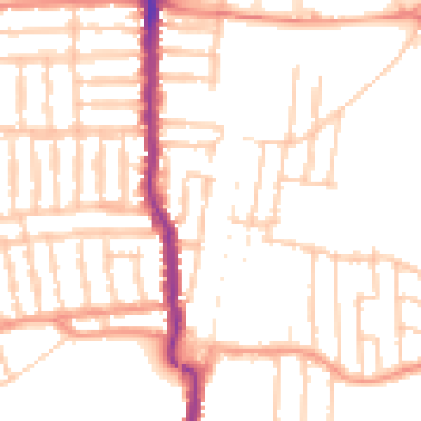 Daytime road noise heatmap for PO3 5BQ