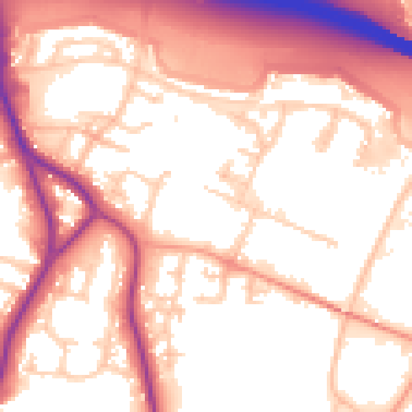 Daytime road noise heatmap for PO3 5BU