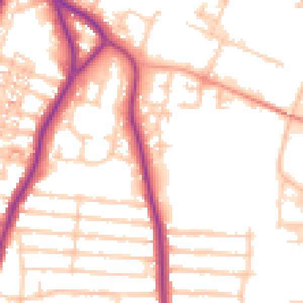 Daytime road noise heatmap for PO3 5BW