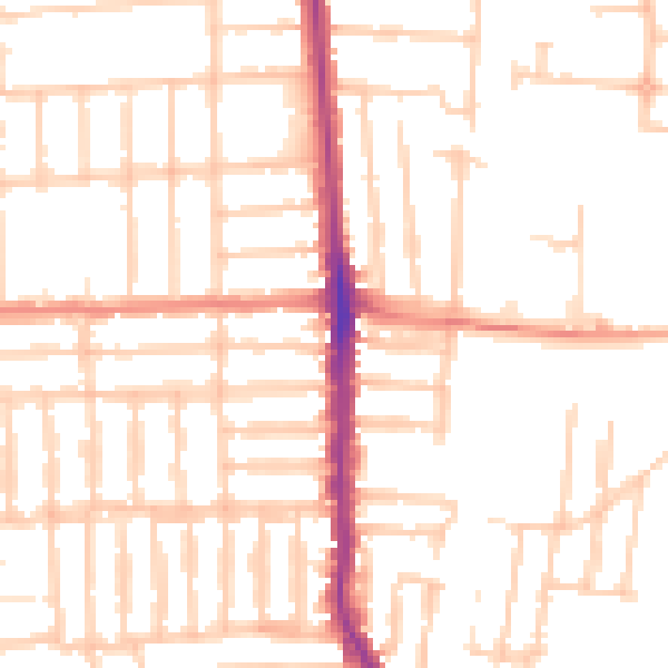 Daytime road noise heatmap for PO3 5BY