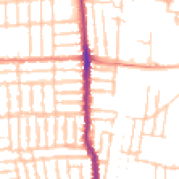 Daytime road noise heatmap for PO3 5BZ