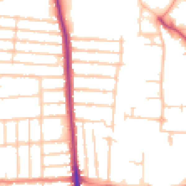 Daytime road noise heatmap for PO3 5DF