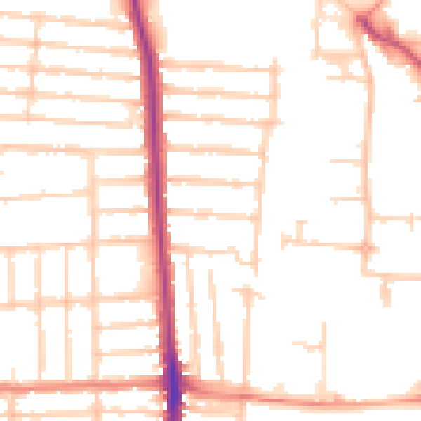 Daytime road noise heatmap for PO3 5DG