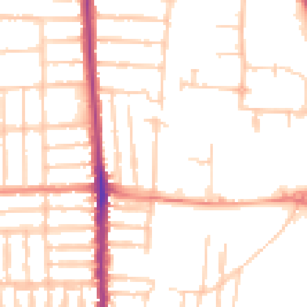 Daytime road noise heatmap for PO3 5DL