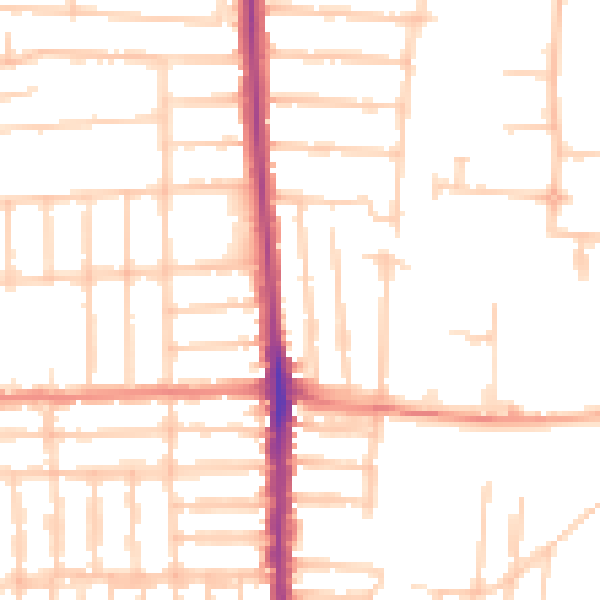 Daytime road noise heatmap for PO3 5DT