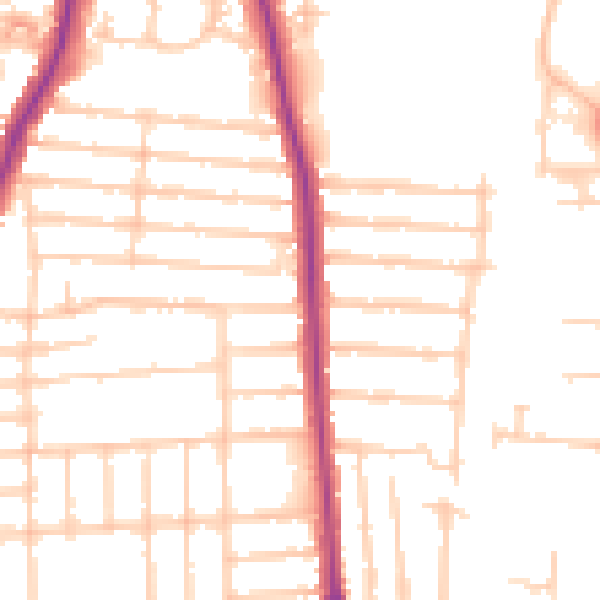 Daytime road noise heatmap for PO3 5EQ