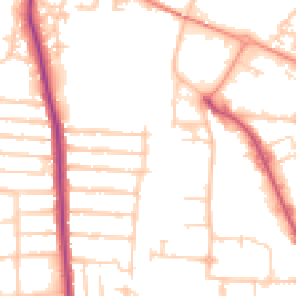 Daytime road noise heatmap for PO3 5ET