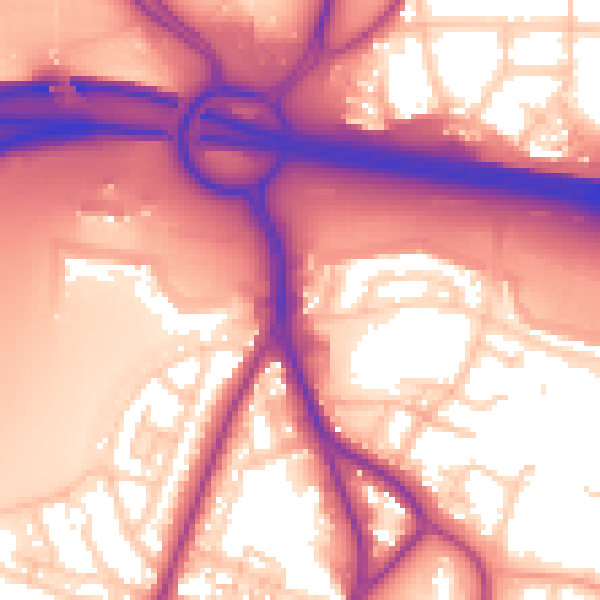 Daytime road noise heatmap for PO3 5FS