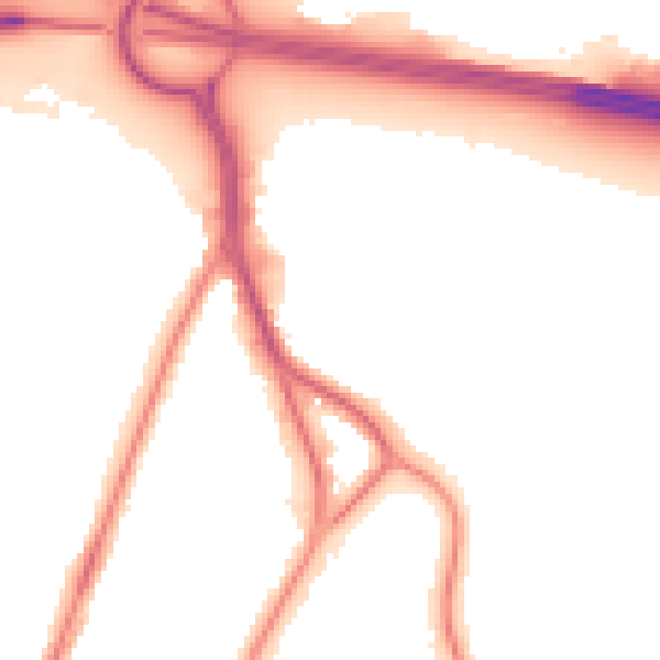 Night-time road noise heatmap for PO3 5FY