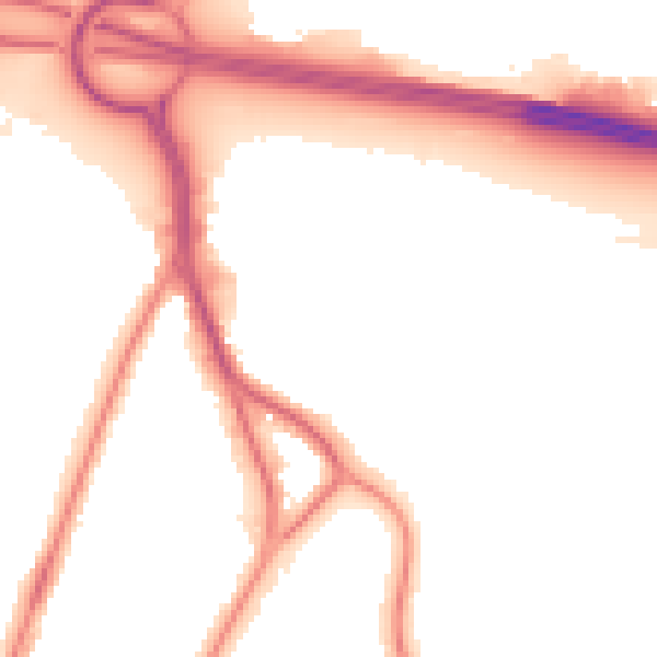 Night-time road noise heatmap for PO3 5FZ