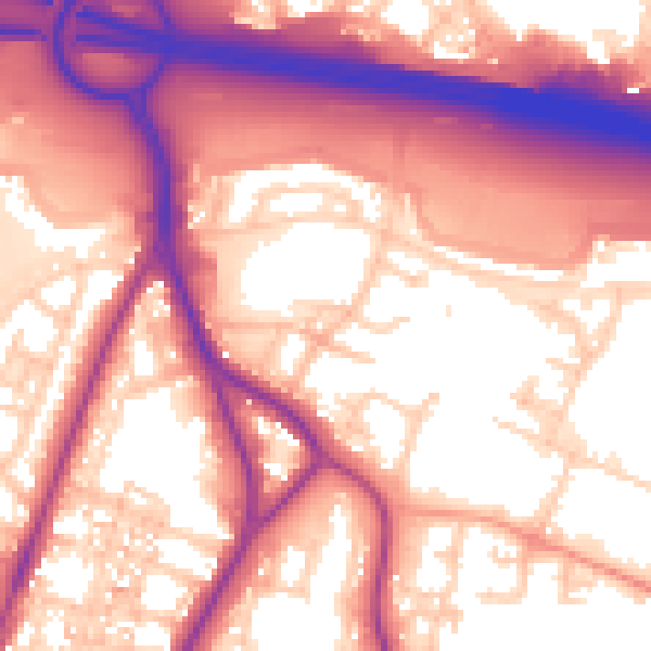 Daytime road noise heatmap for PO3 5GD