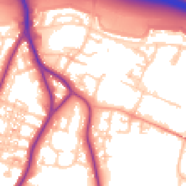 Daytime road noise heatmap for PO3 5JA