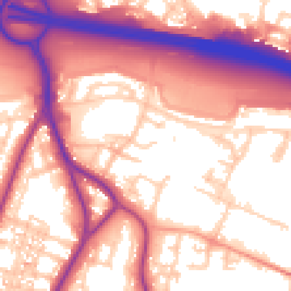 Daytime road noise heatmap for PO3 5LU