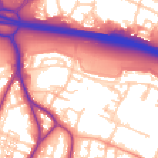 Daytime road noise heatmap for PO3 5LX