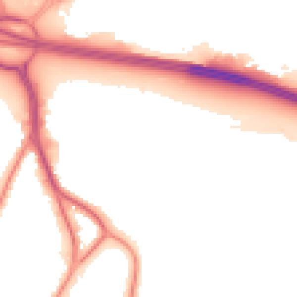 Night-time road noise heatmap for PO3 5LX