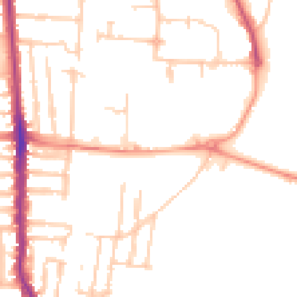 Daytime road noise heatmap for PO3 5NB