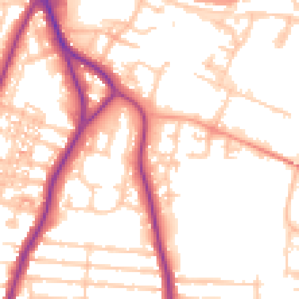 Daytime road noise heatmap for PO3 5QR