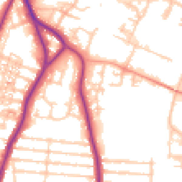 Daytime road noise heatmap for PO3 5QW