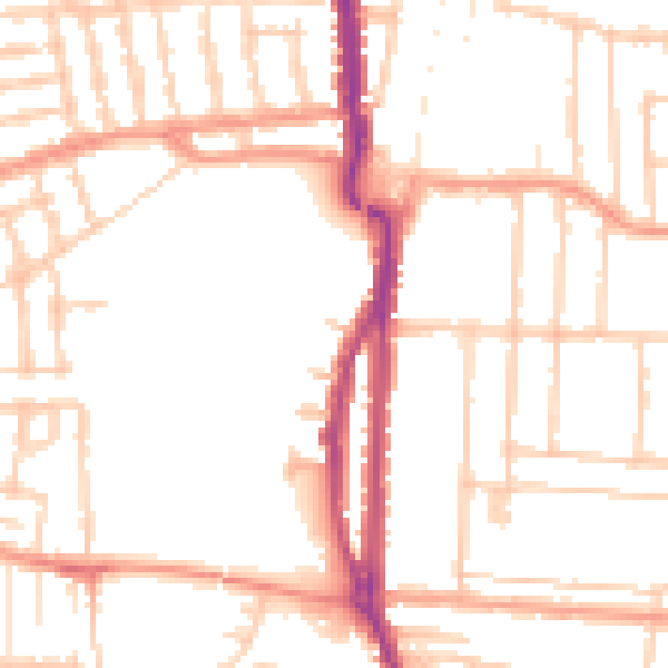 Daytime road noise heatmap for PO3 6AT
