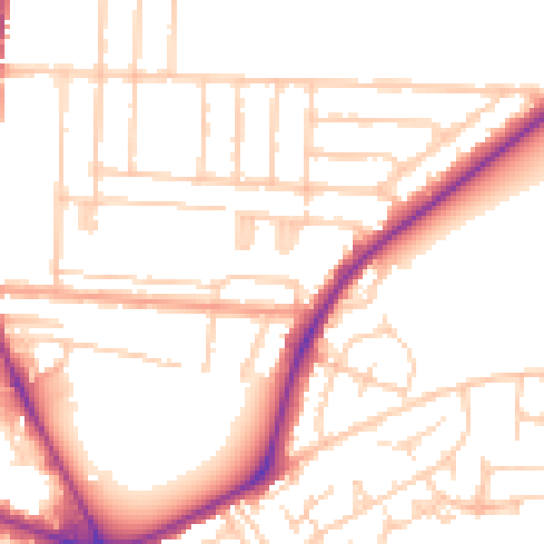Daytime road noise heatmap for PO3 6DJ