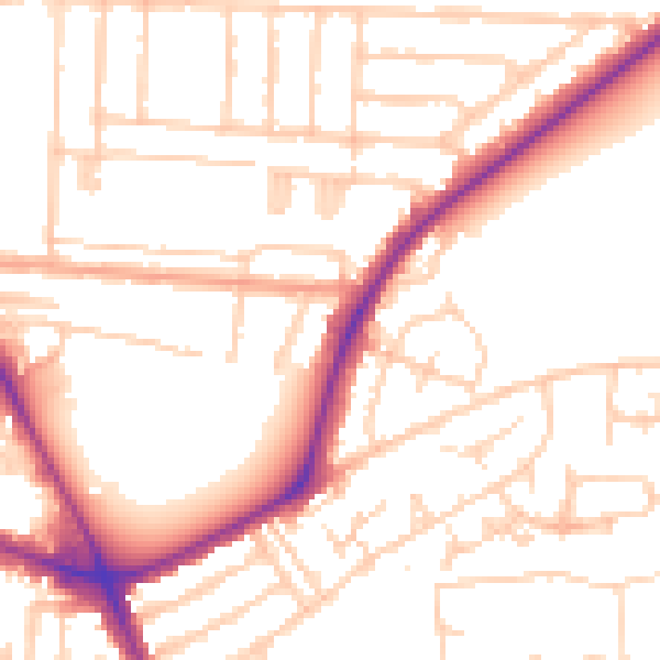 Daytime road noise heatmap for PO3 6EN