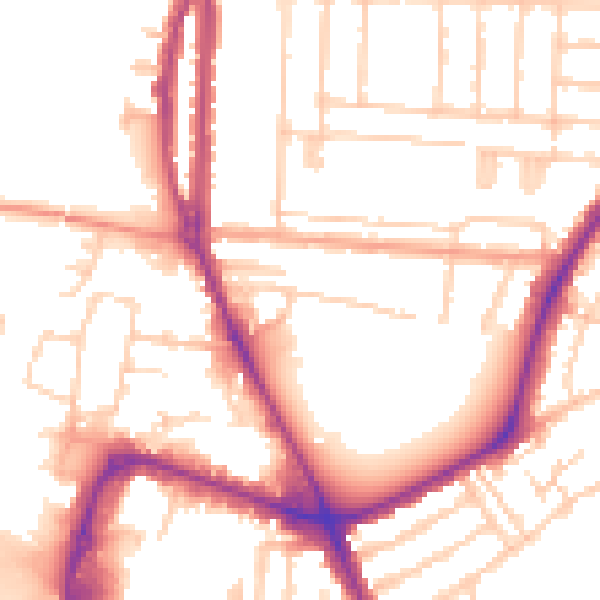 Daytime road noise heatmap for PO3 6FL