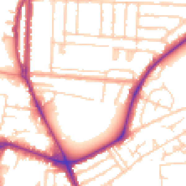 Daytime road noise heatmap for PO3 6FX