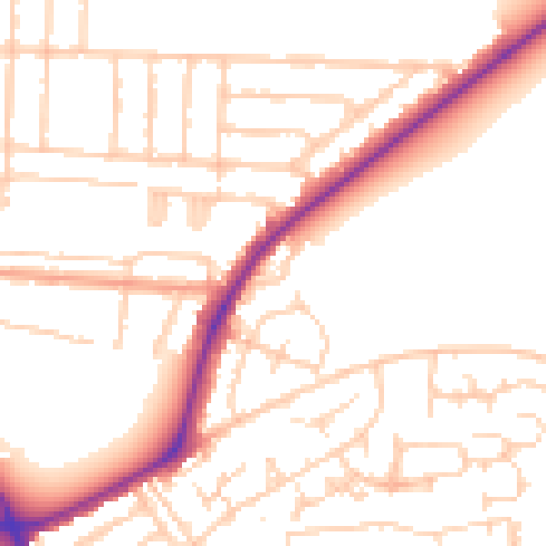 Daytime road noise heatmap for PO3 6FY