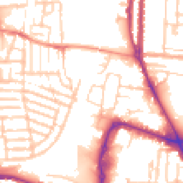 Daytime road noise heatmap for PO3 6GJ
