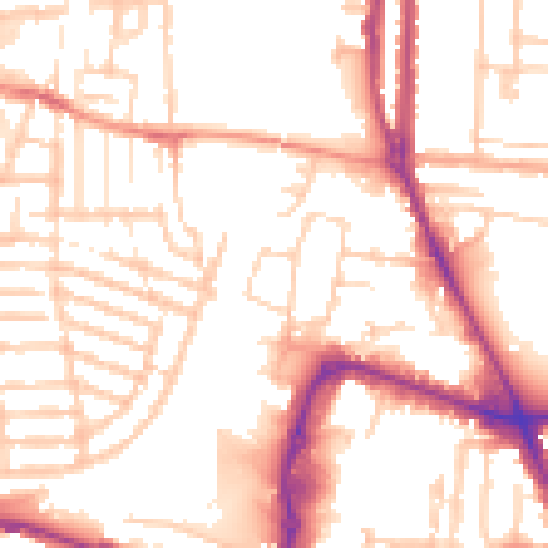 Daytime road noise heatmap for PO3 6GL