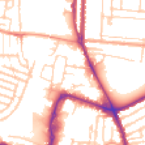 Daytime road noise heatmap for PO3 6GN