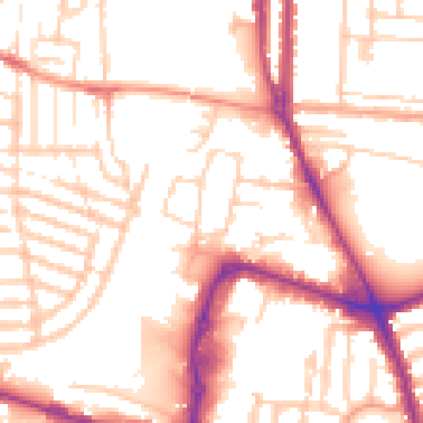 Daytime road noise heatmap for PO3 6GR