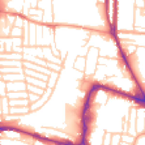 Daytime road noise heatmap for PO3 6GU