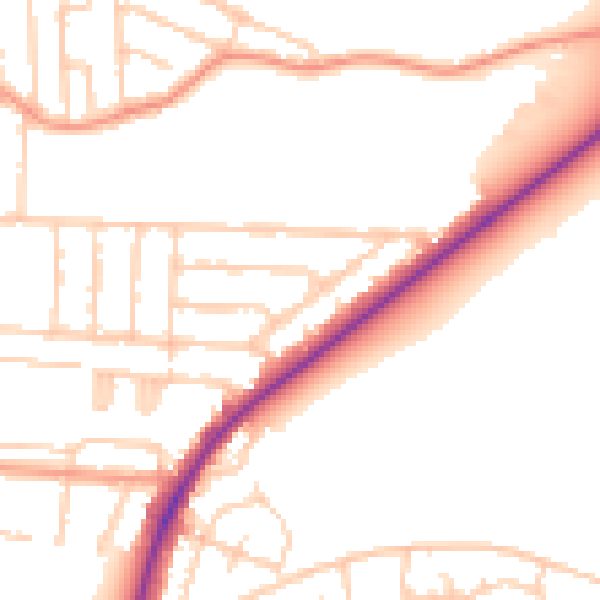 Daytime road noise heatmap for PO3 6HG