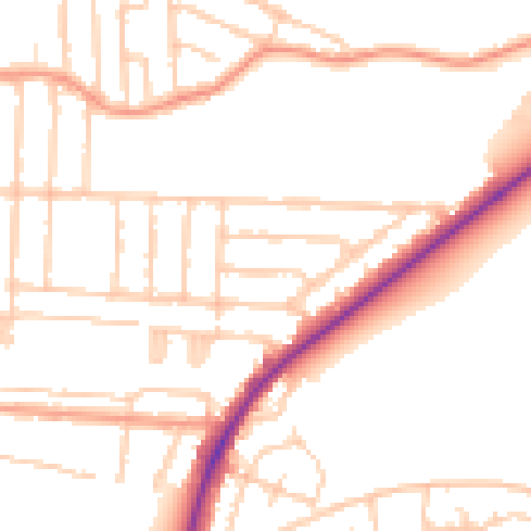 Daytime road noise heatmap for PO3 6HH