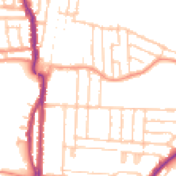 Daytime road noise heatmap for PO3 6HY