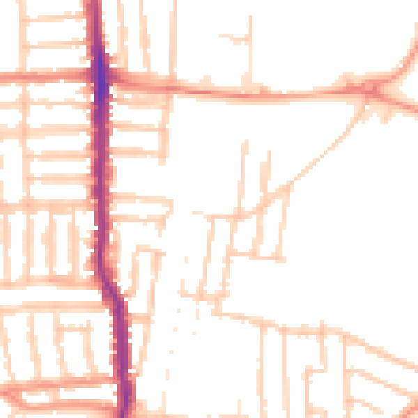 Daytime road noise heatmap for PO3 6LW
