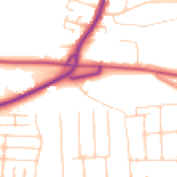 Daytime road noise heatmap for PO6 1BS