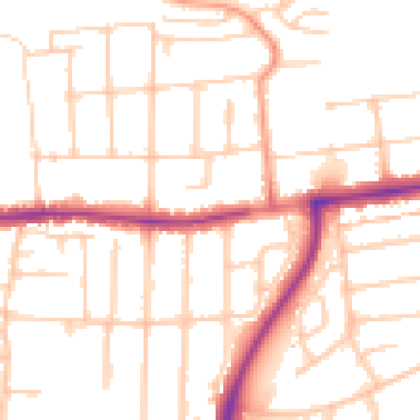 Daytime road noise heatmap for PO6 1DA