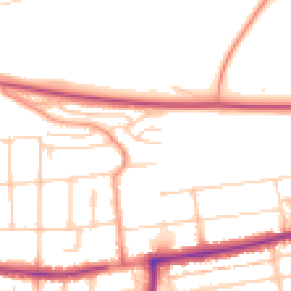 Daytime road noise heatmap for PO6 1EX