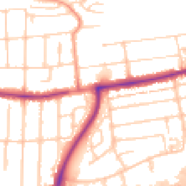 Daytime road noise heatmap for PO6 1NX