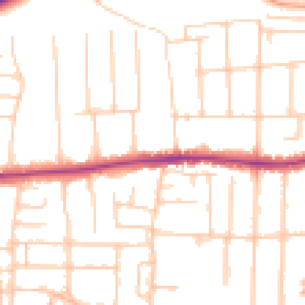 Daytime road noise heatmap for PO6 2AA