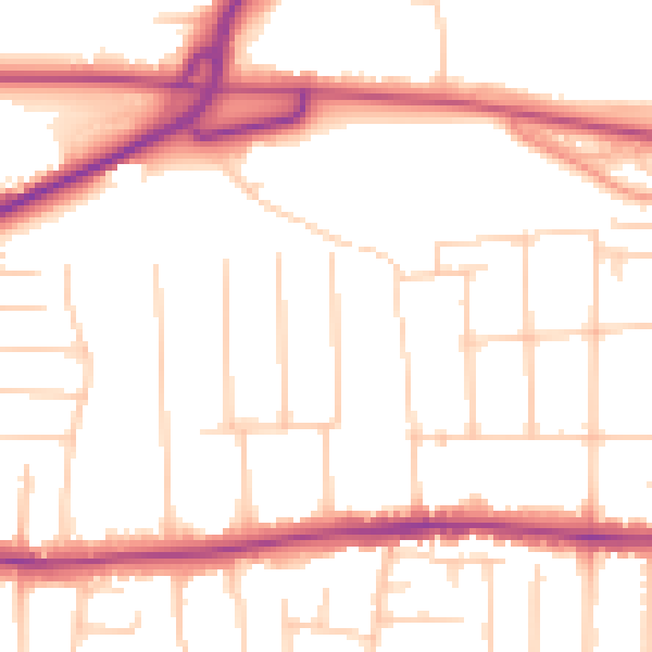 Daytime road noise heatmap for PO6 2AT