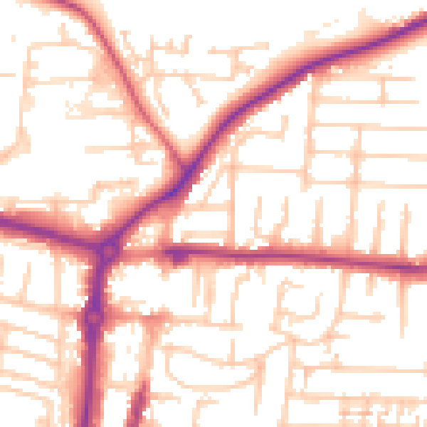 Daytime road noise heatmap for PO6 2DN