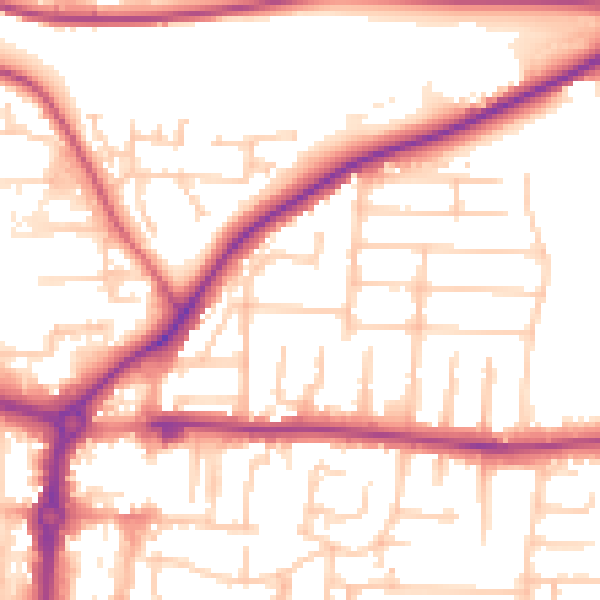 Daytime road noise heatmap for PO6 2DR