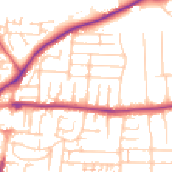 Daytime road noise heatmap for PO6 2JN