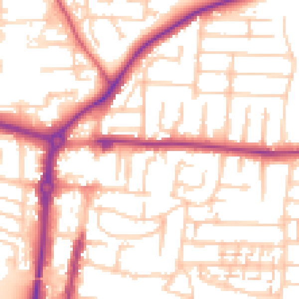 Daytime road noise heatmap for PO6 2QA