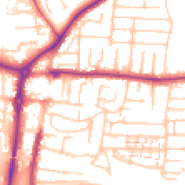 Daytime road noise heatmap for PO6 2QS