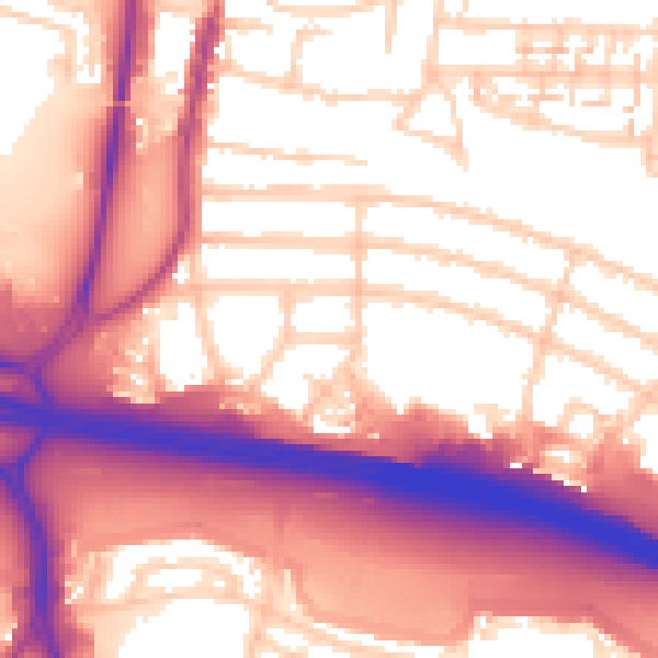 Daytime road noise heatmap for PO6 2SX